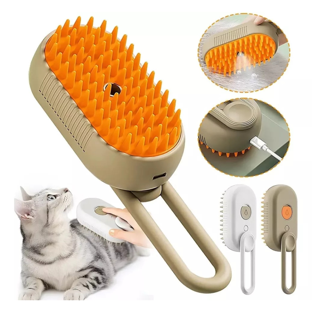 Cepillo eléctrico 4 en 1 a vapor para mascotas